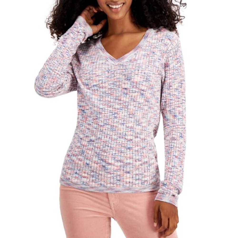 TOMMY HILFIGER Multi-Color Women V-Neck Sweater
